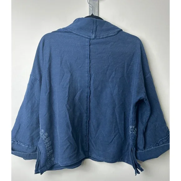 Sundance XS Indigo Days Embroidered Relaxed Fit Turtleneck Sweatshirt Women A58 - Picture 5 of 7